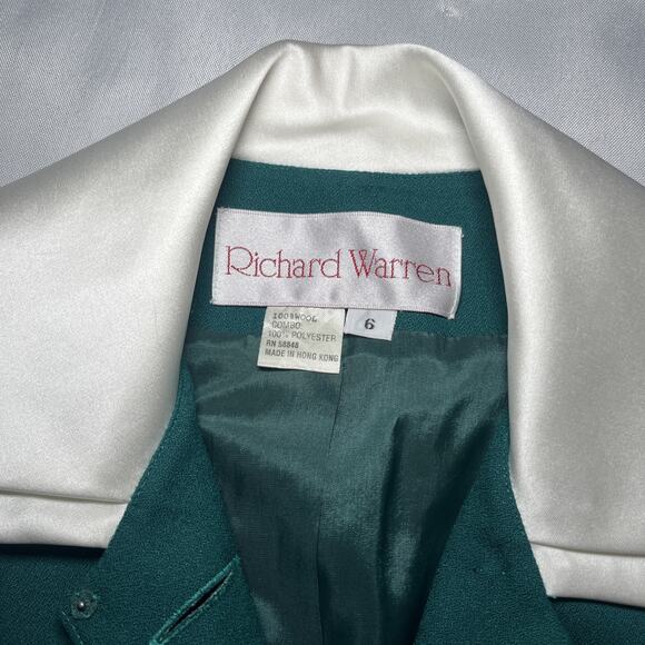 Vintage Richard Warren Sheath Dress w/ Blazer Sz 6 Green White 100% Wool Career - Picture 4 of 10